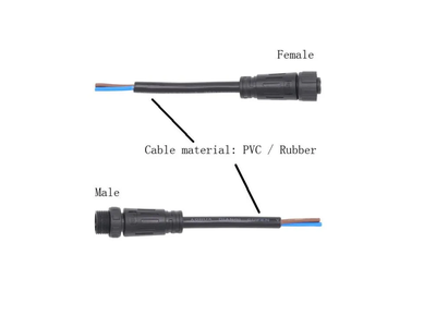 M12 4 Pin Outdoor Power Cable Waterproof Extension Connectors for LED