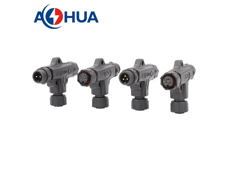 M12 T Type Connector 2 3 4 Pin Electrical Outdoor 3 Way Waterproof Automotive Wire Connector